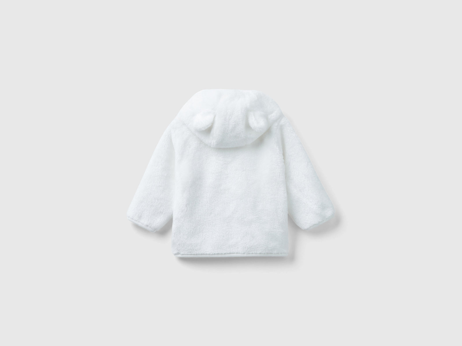 Felpa in pelliccetta sintetica con zip da neonato bianco 2 | Benetton Outlet