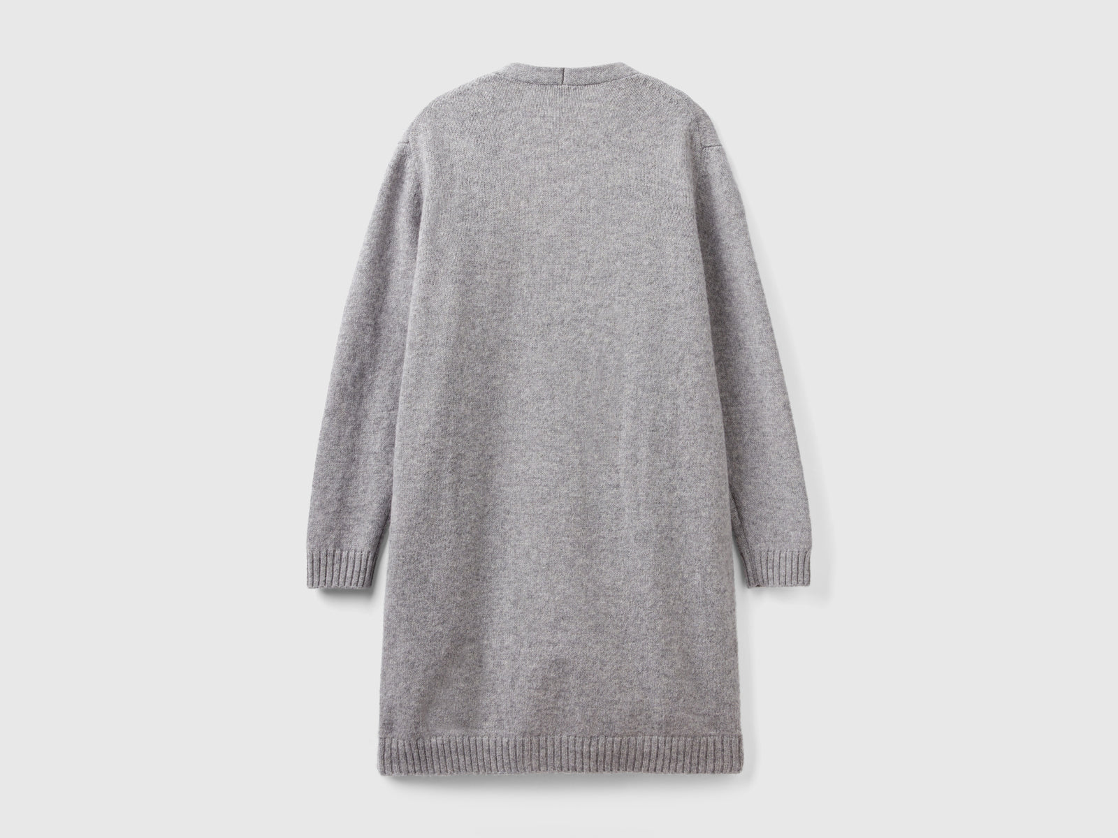 Cardigan lungo in pura lana Shetland da donna grigio chiaro 4 | Benetton Outlet
