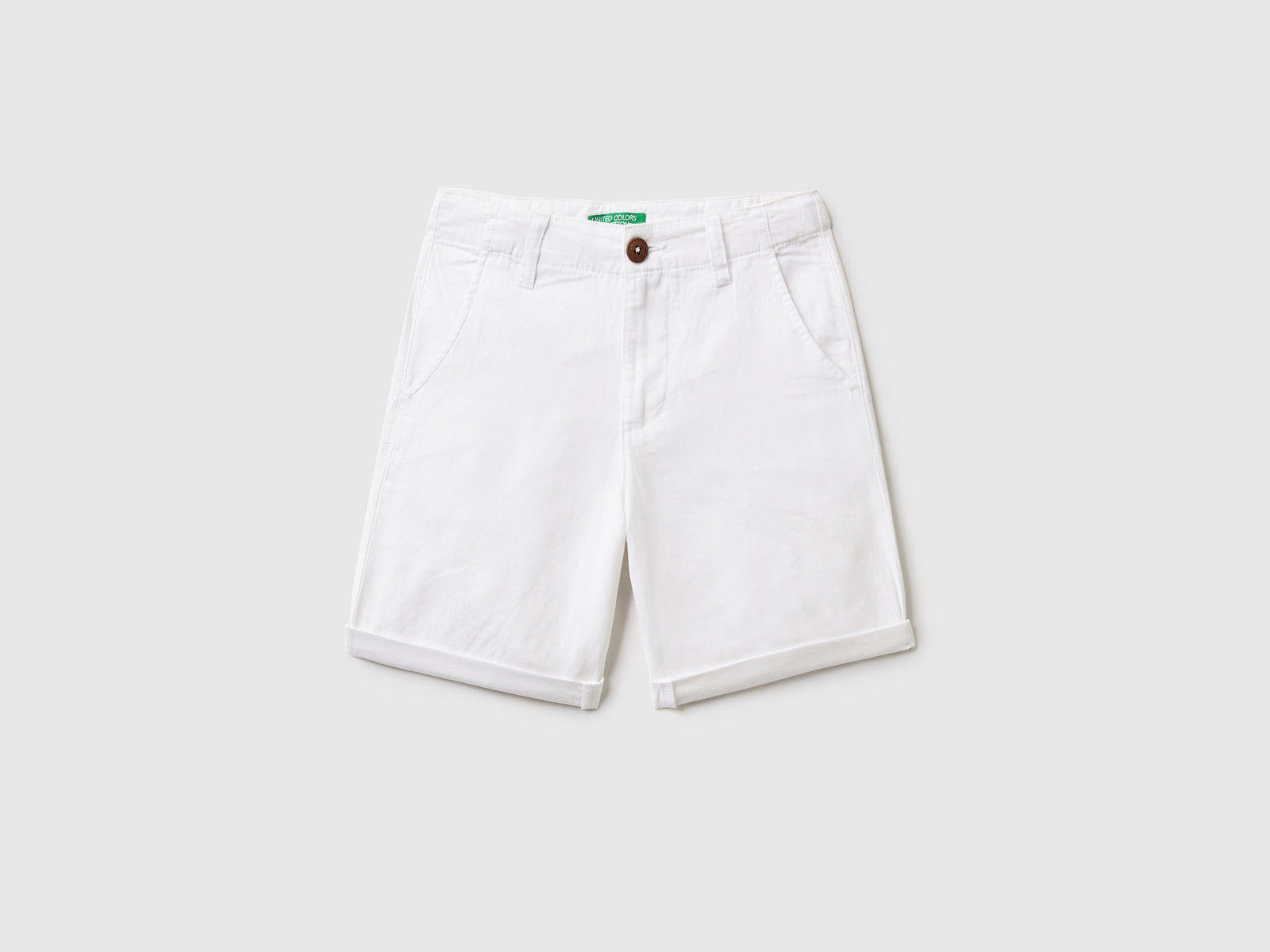 Bermuda chino in misto lino da bambino bianco | Benetton Outlet