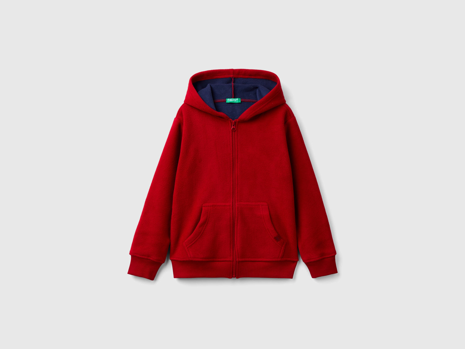 Felpa in pile con cappuccio da bambino rosso | Benetton Outlet