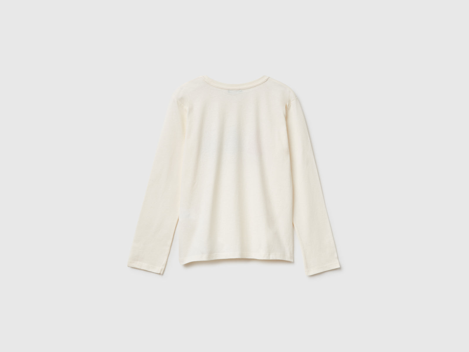 T-shirt con stampa glitter da bambina bianco panna 2 | Benetton Outlet