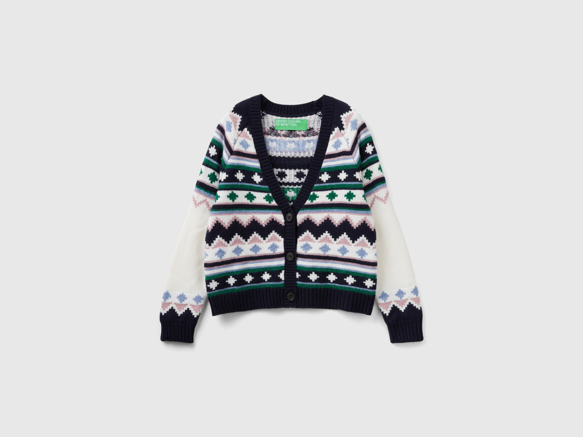 Cardigan jacquard con lurex