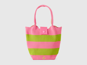 Shopping bag in maglia a righe