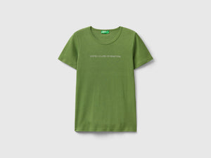 T-shirt 100% cotone con stampa logo glitter