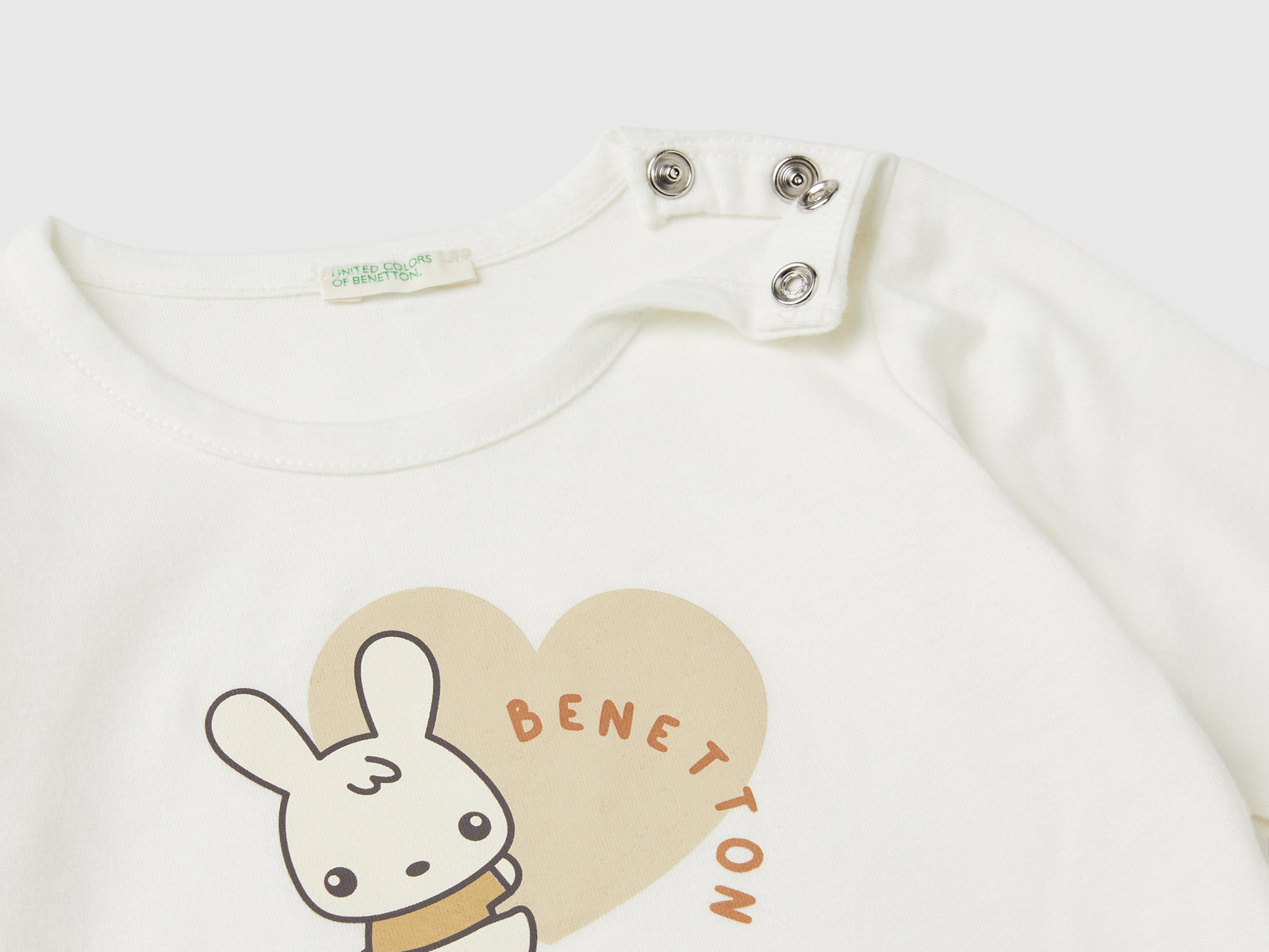 T-shirt in caldo cotone da neonato bianco panna 3 | Benetton Outlet