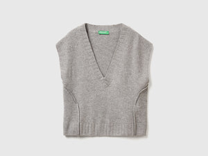 Gilet con scollo a V in misto lana