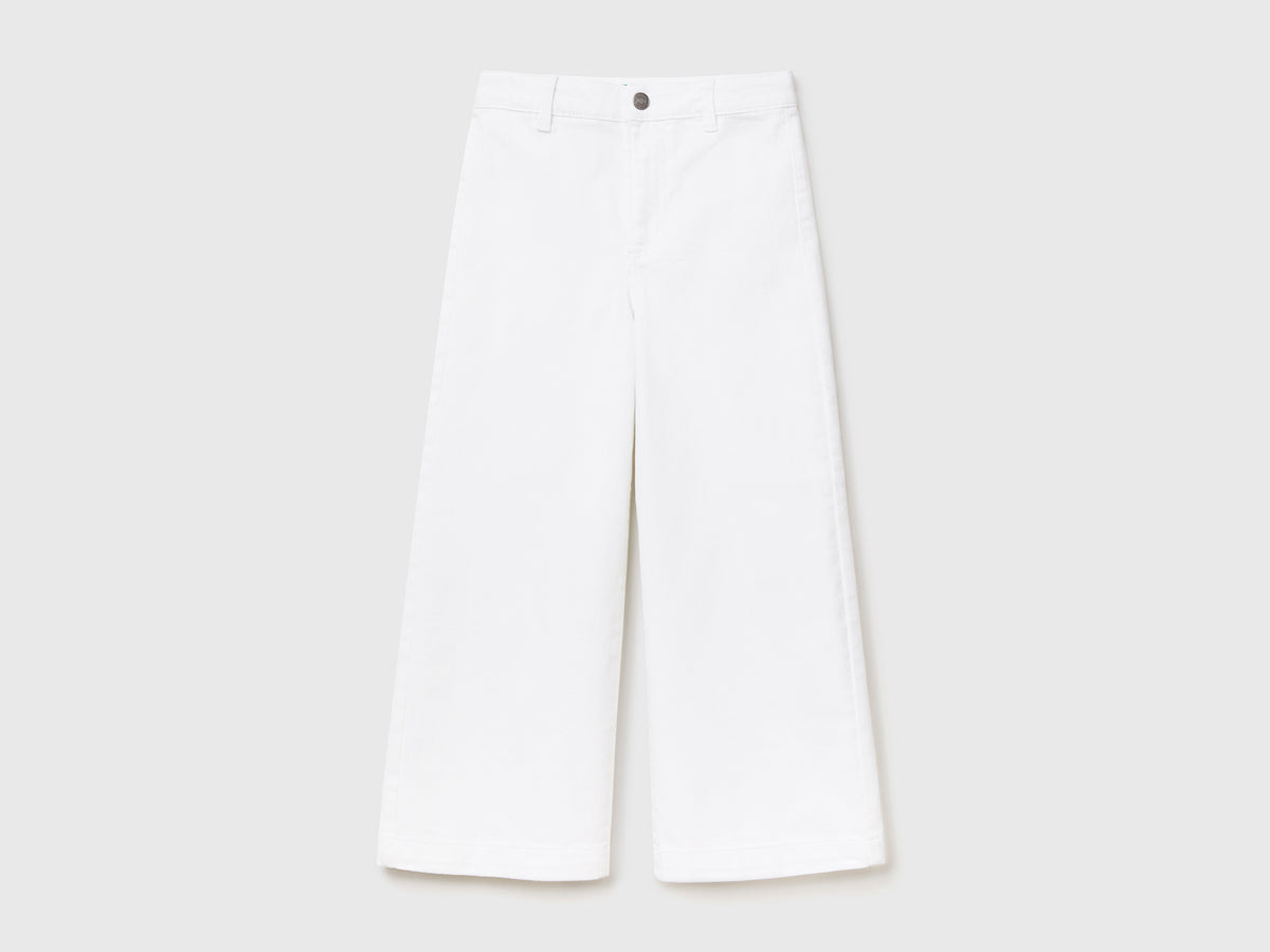 Pantaloni lunghi a vita alta in cotone elasticizzato