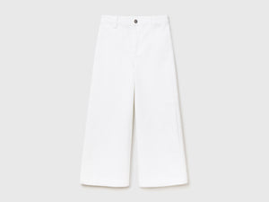 Pantaloni lunghi a vita alta in cotone elasticizzato