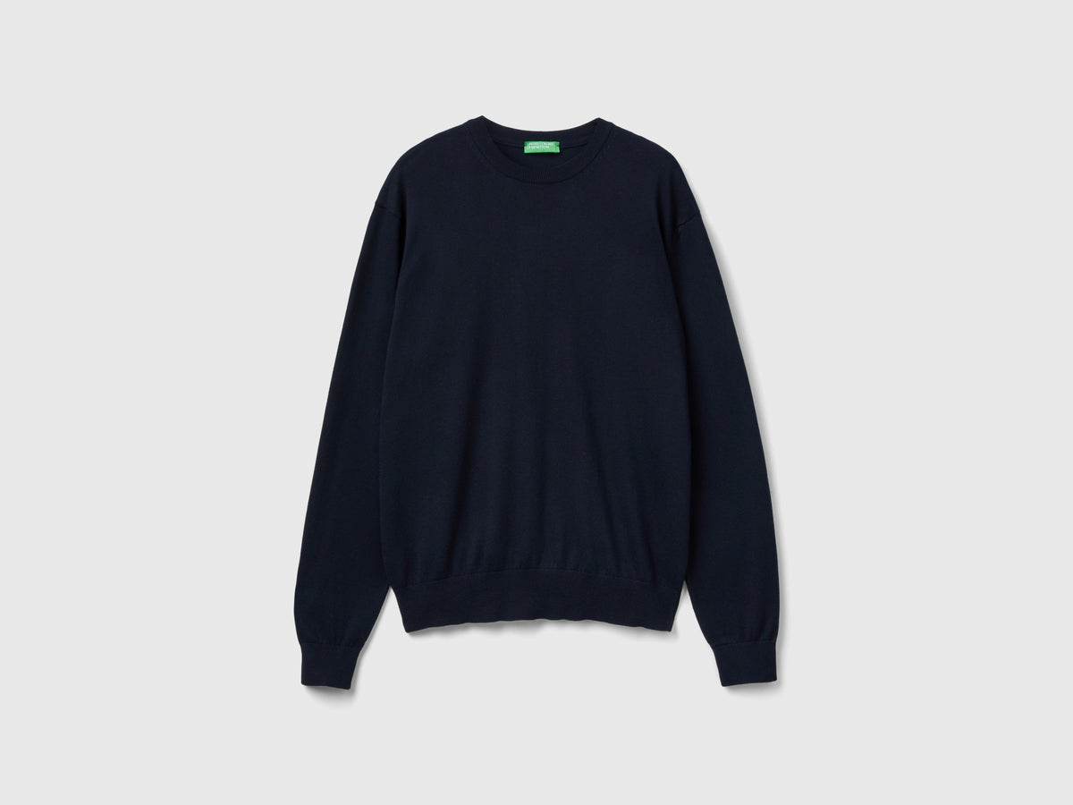 Maglia girocollo in cotone e lana