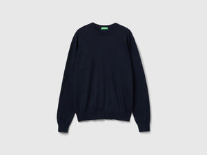 Maglia girocollo in cotone e lana