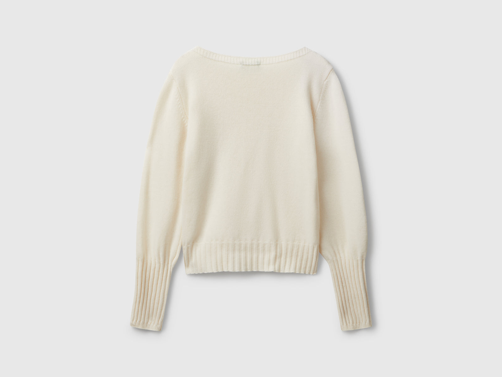 Maglioncino con scollo a barchetta da donna bianco panna 2 | Benetton Outlet