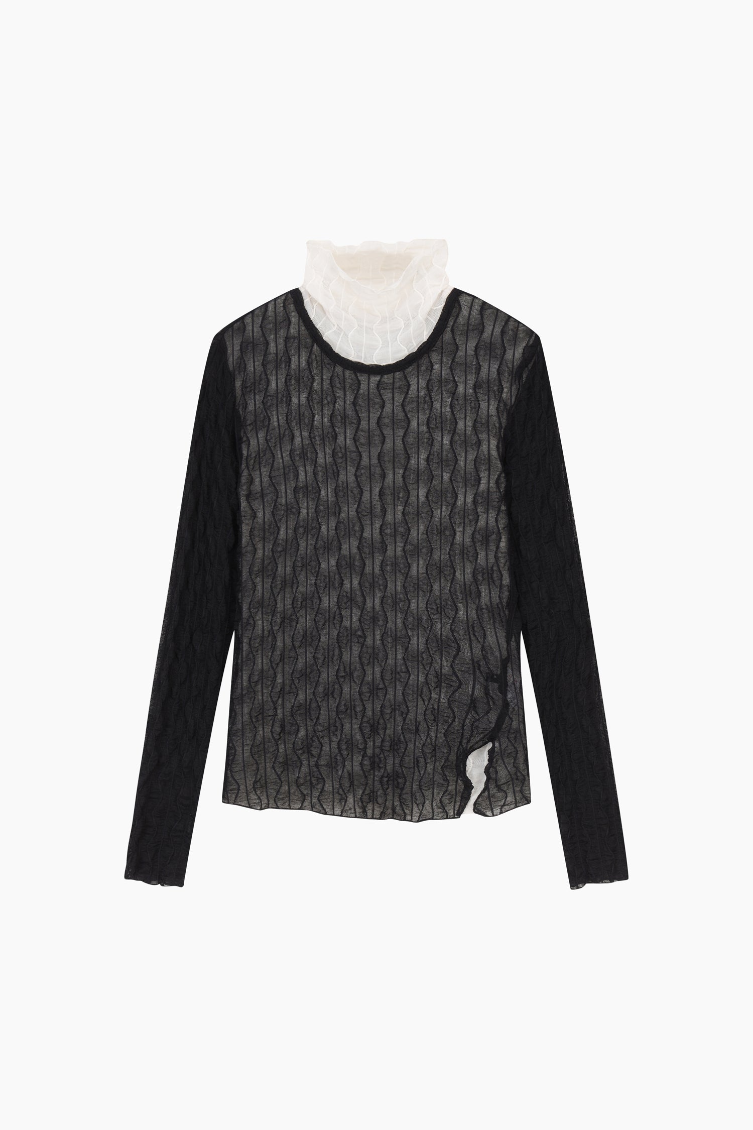 Maglietta semi-trasparente sovrapposta da donna nero | Sisley Outlet