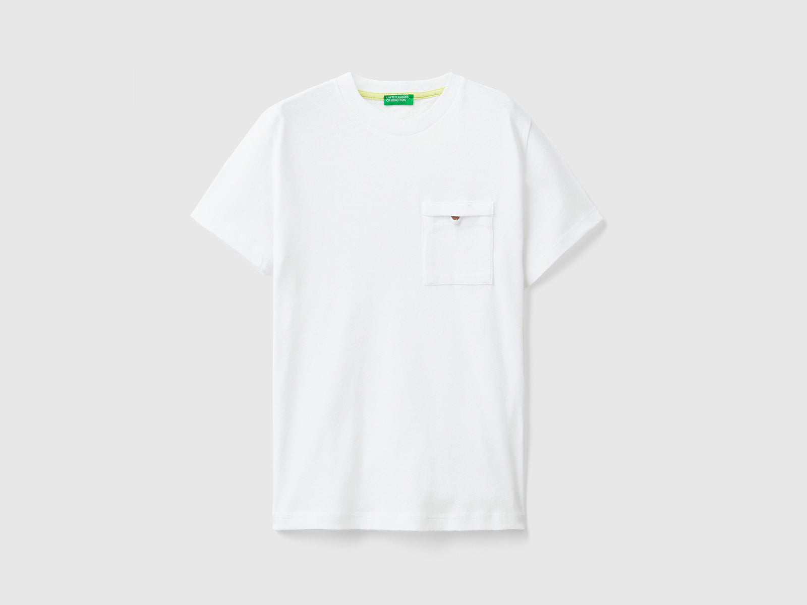 Maglietta girocollo in misto cotone e lino da bambino bianco | Benetton Outlet