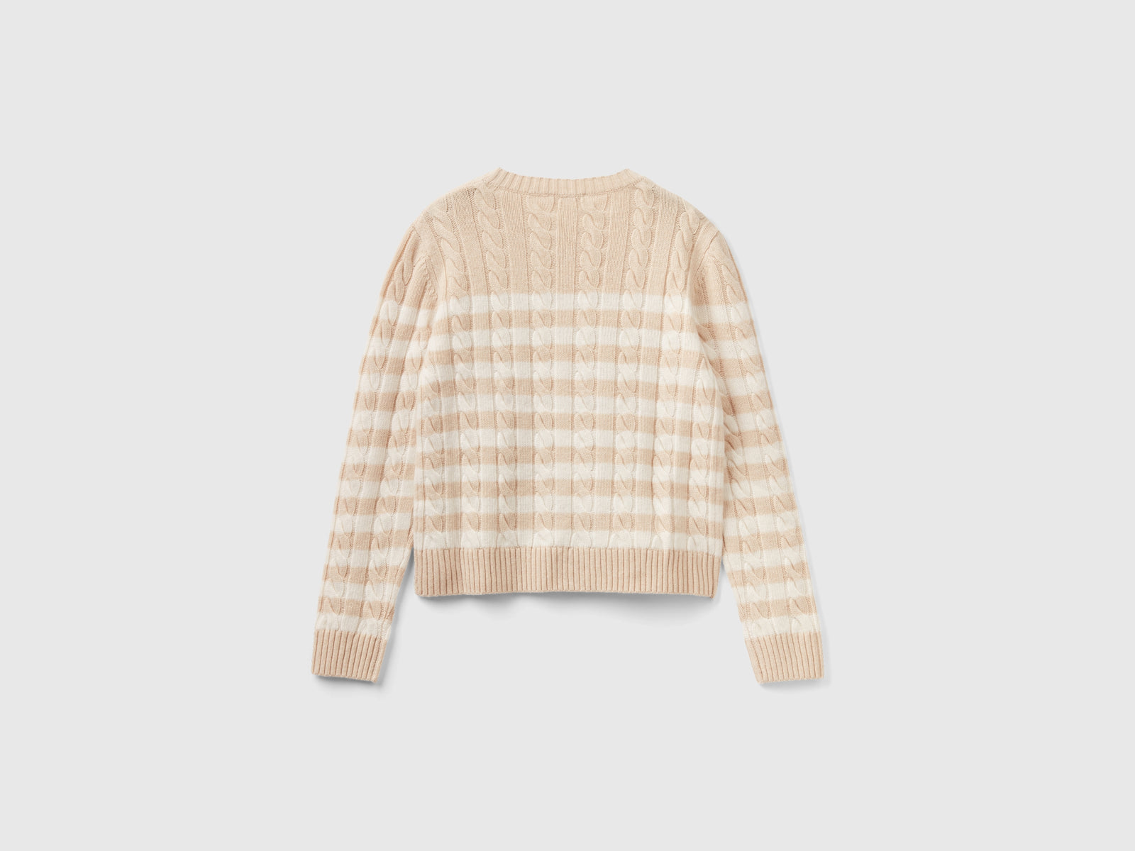 Maglioncino a righe con trecce da donna beige 2 | Benetton Outlet