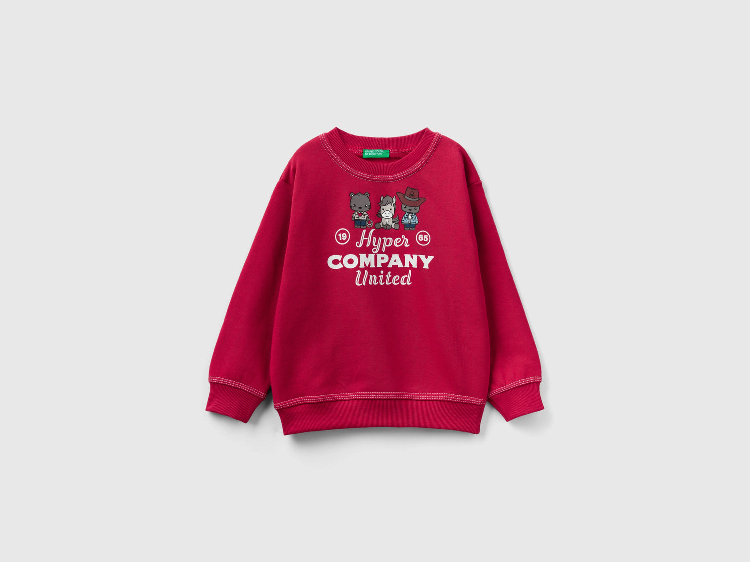 Felpa chiusa con stampa da bimbo rosso | Benetton Outlet