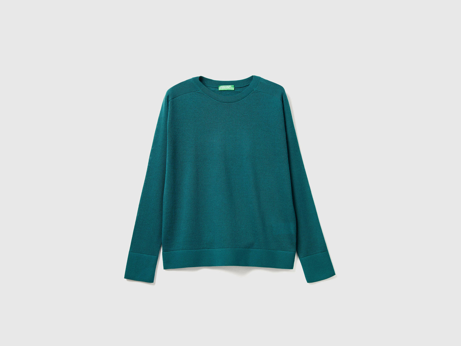 Maglia in pura lana Merino da donna verde scuro | Benetton Outlet