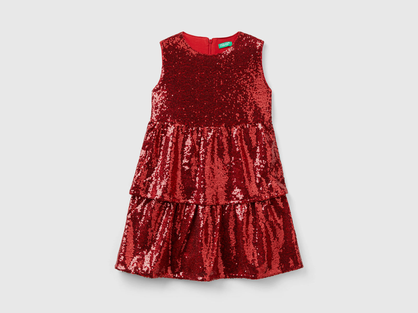 Abito con paillettes da bambina rosso | Benetton Outlet