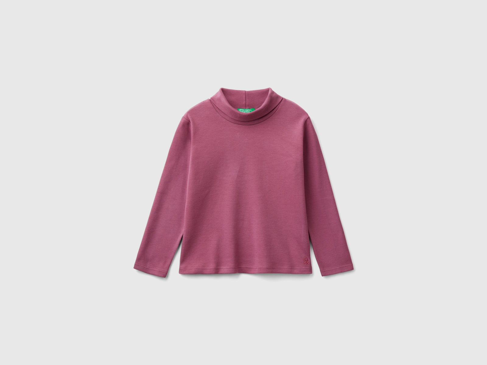 T-shirt dolcevita in caldo cotone bio da bimba malva scuro | Benetton Outlet