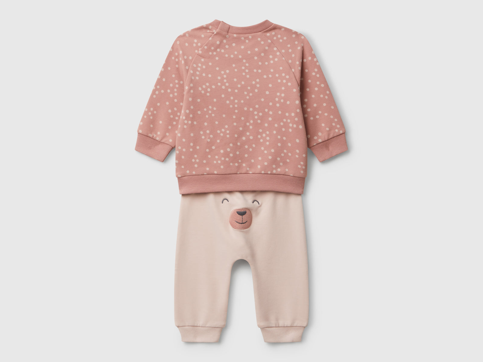 Completino in felpa con stampa da neonato rosa 2 | Benetton Outlet