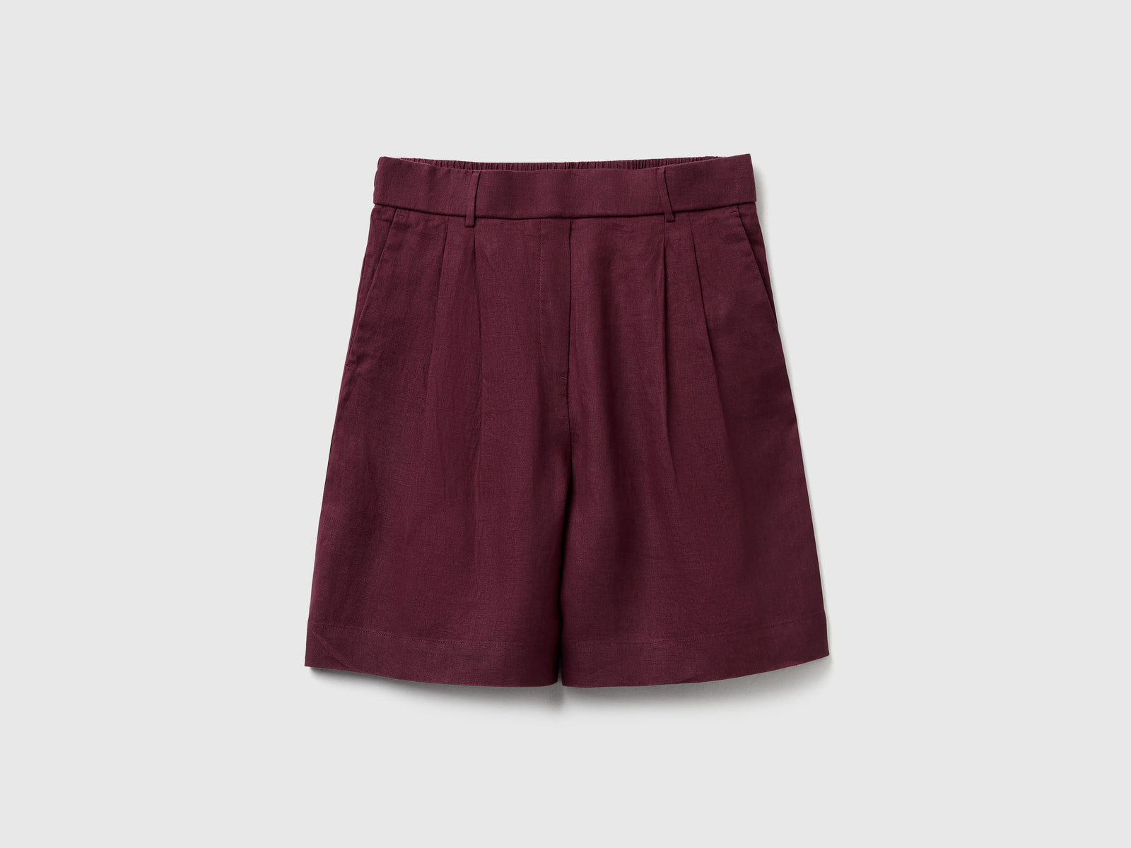 Bermuda 100% lino da donna prugna | Benetton Outlet