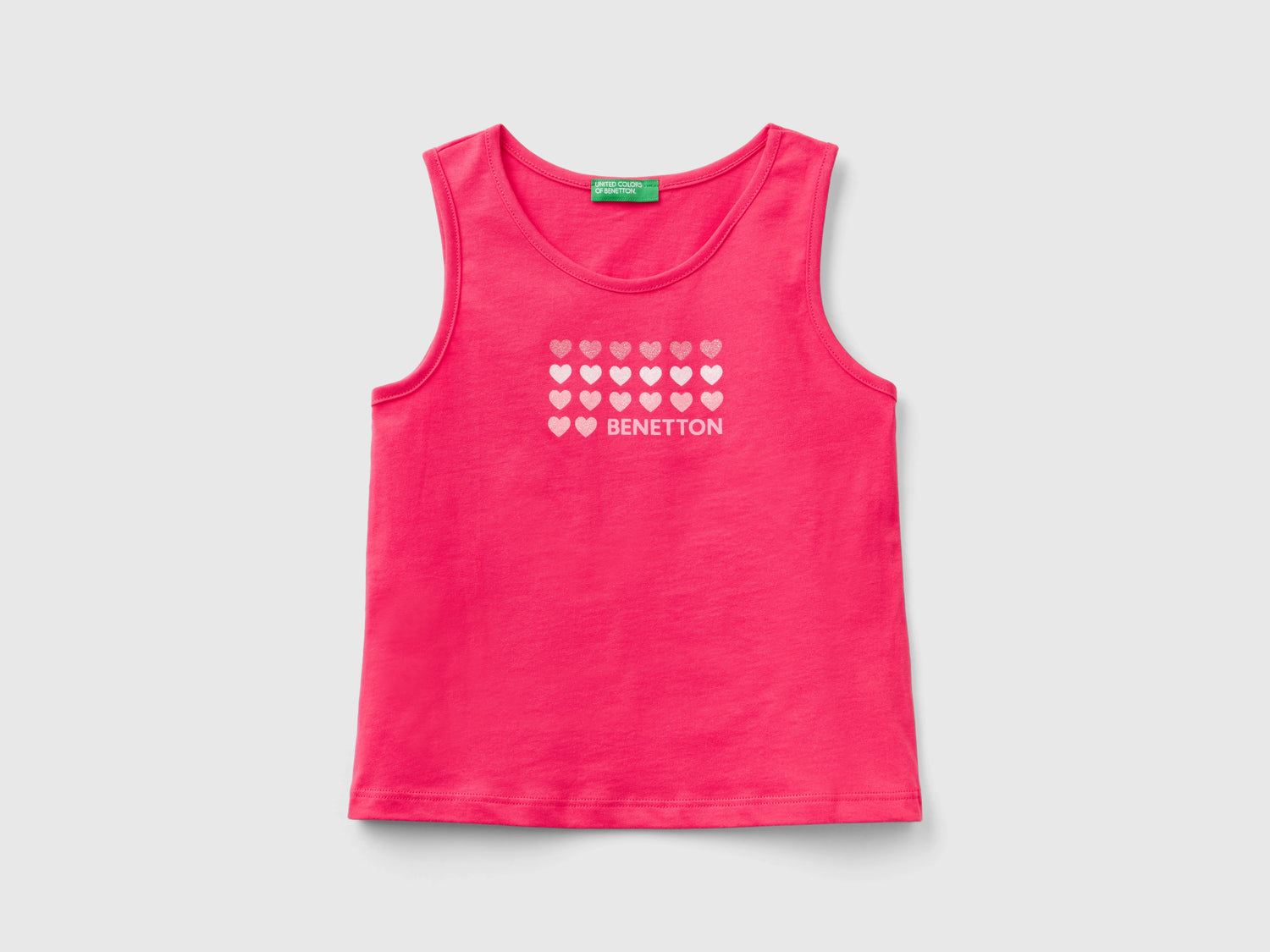 Canotta con logo in cotone bio da bimba fucsia | Benetton Outlet