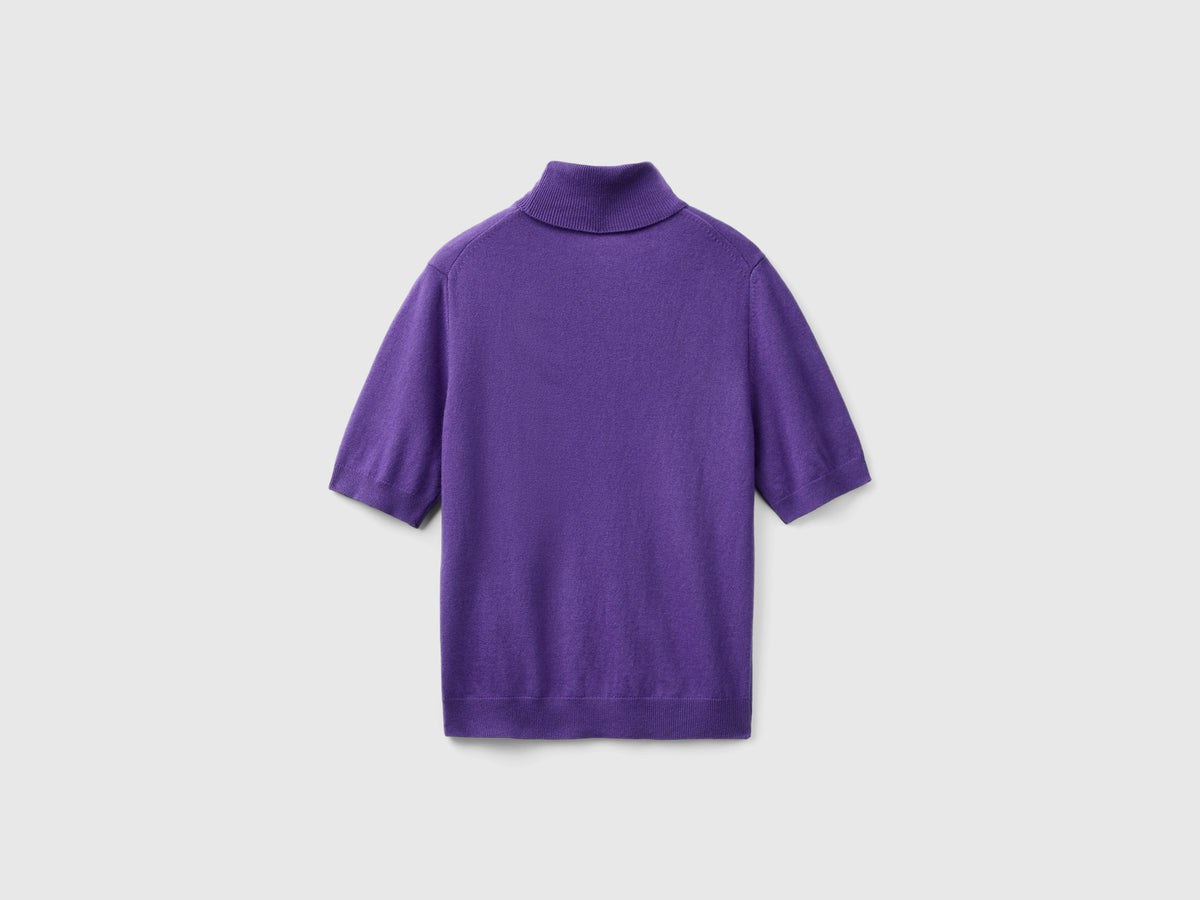 Dolcevita a manica corta in misto cashmere
