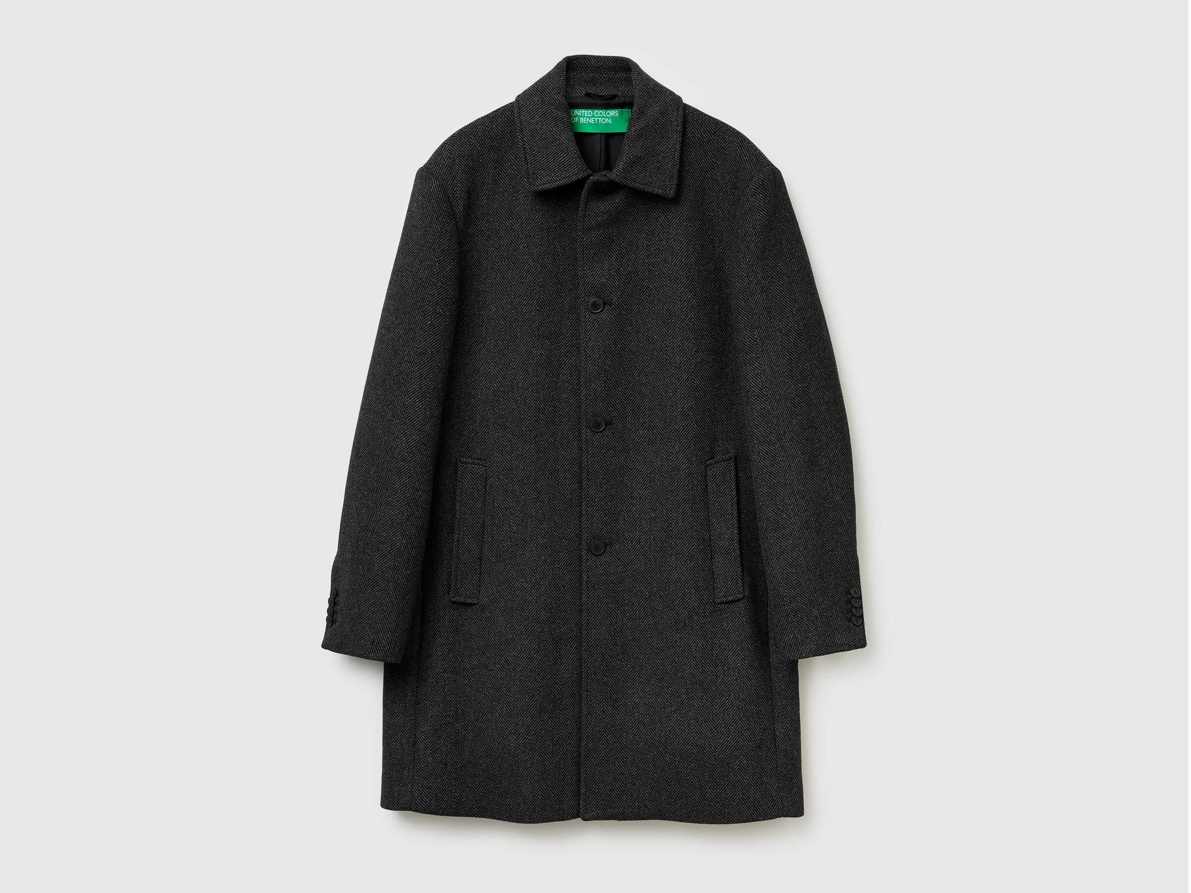 Wool blend lined coat da uomo blu scuro | Benetton Outlet