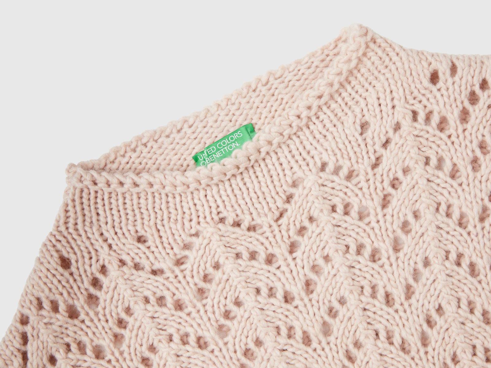Maglia effetto uncinetto da donna rosa tenue 3 | Benetton Outlet