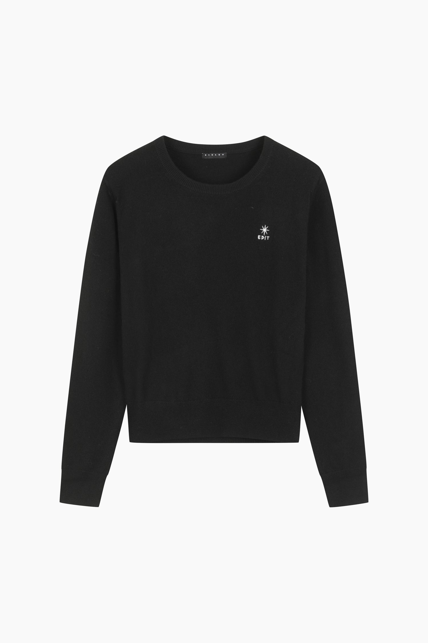 Maglia girocollo con ricamo da donna nero | Sisley Outlet