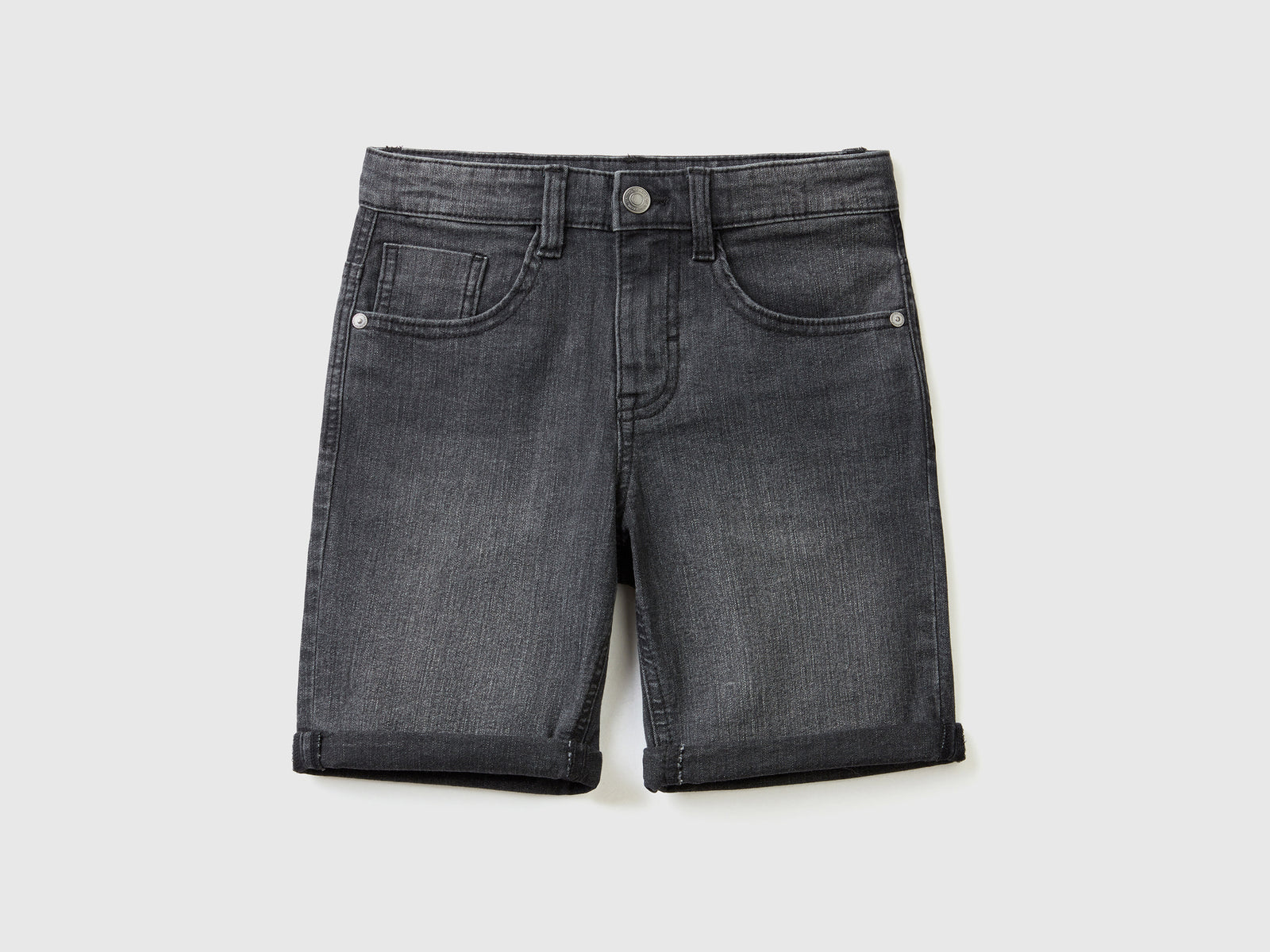Bermuda slim fit in denim da bambino nero | Benetton Outlet