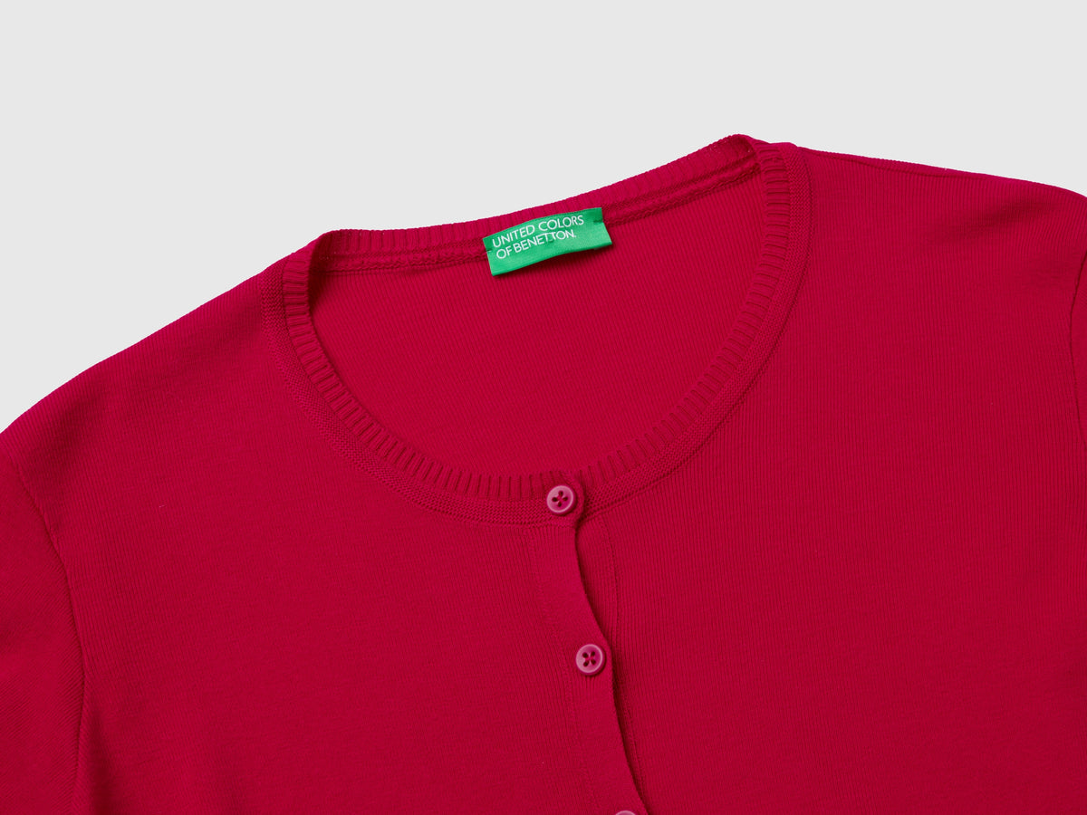 Cardigan girocollo in puro cotone