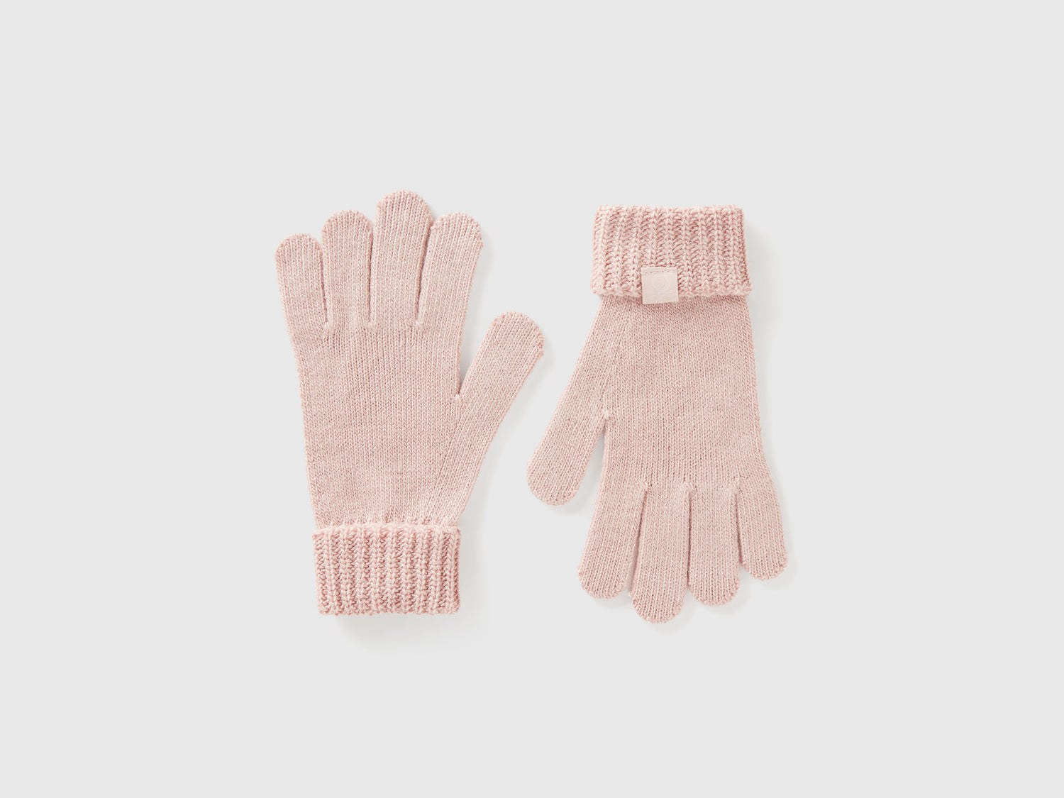 Guanti in maglia con logo da bambino rosa | Benetton Outlet