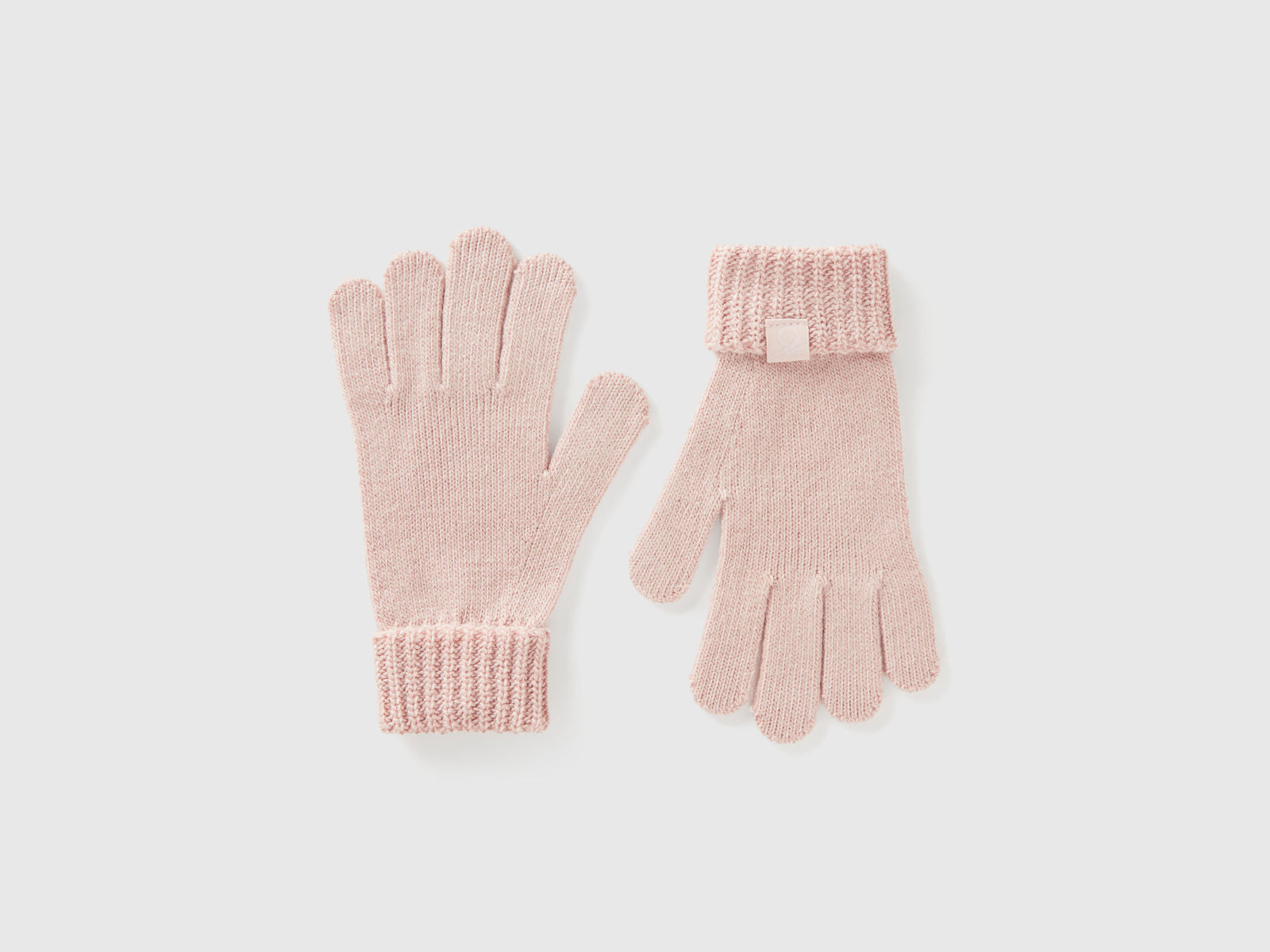 Guanti in maglia con logo da bambino rosa | Benetton Outlet