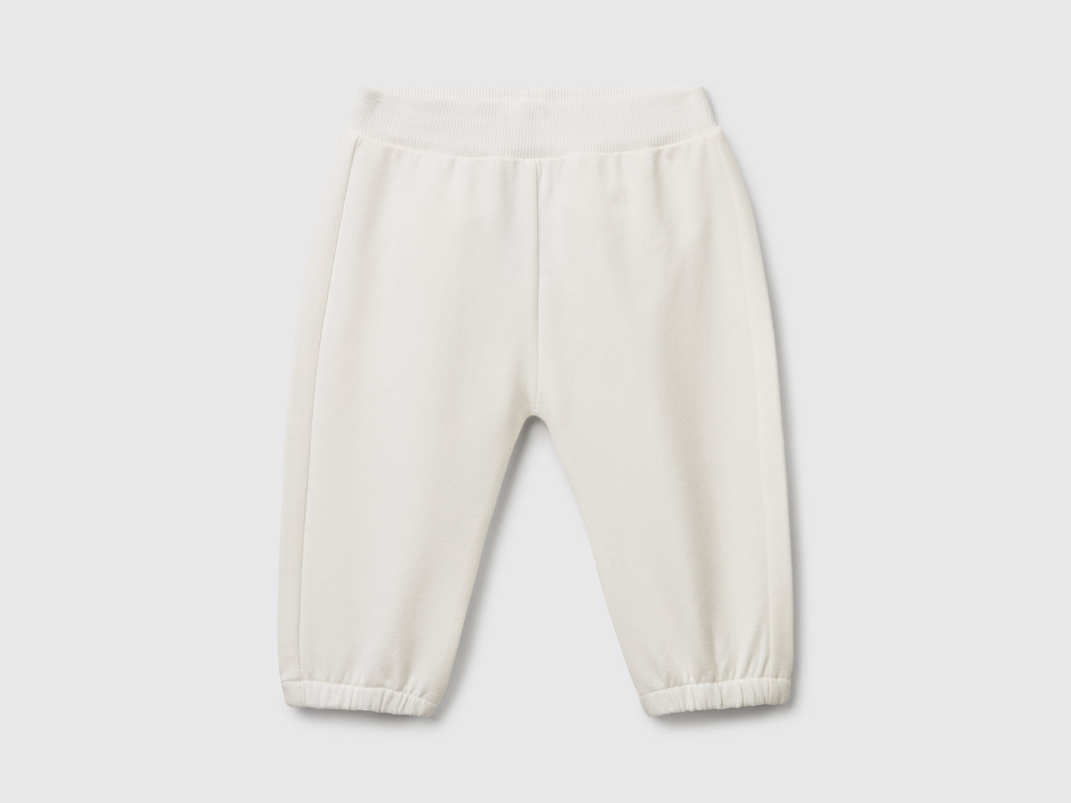 Pantaloni in felpa di cotone da neonato bianco panna | Benetton Outlet