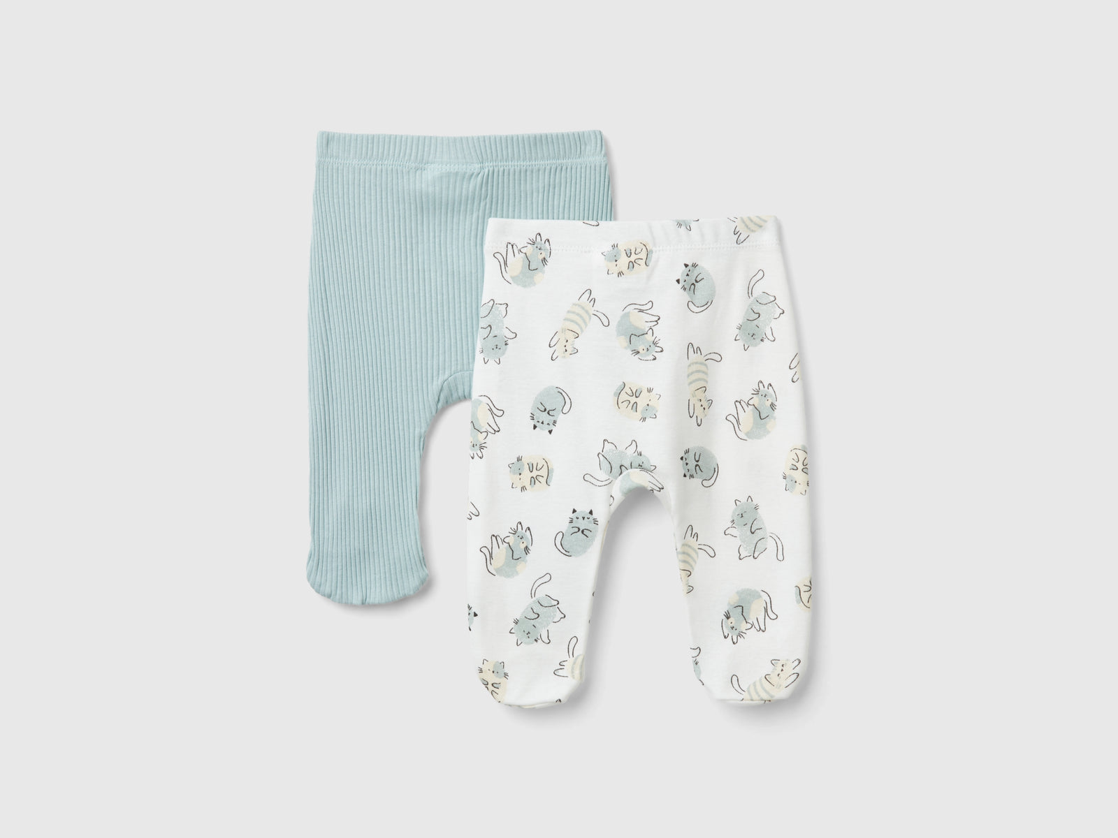 Due pantaloni in cotone bio da neonato multi-color 2 | Benetton Outlet