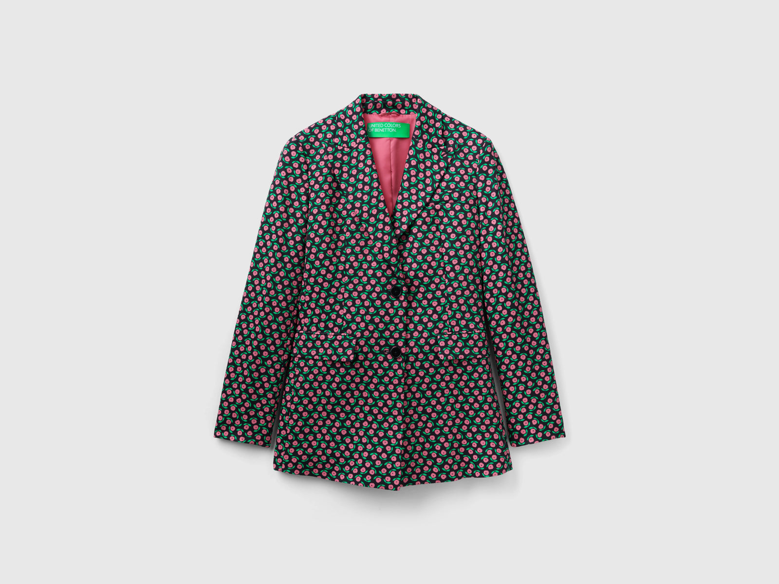 Giacca con stampa fiori da donna nero | Benetton Outlet