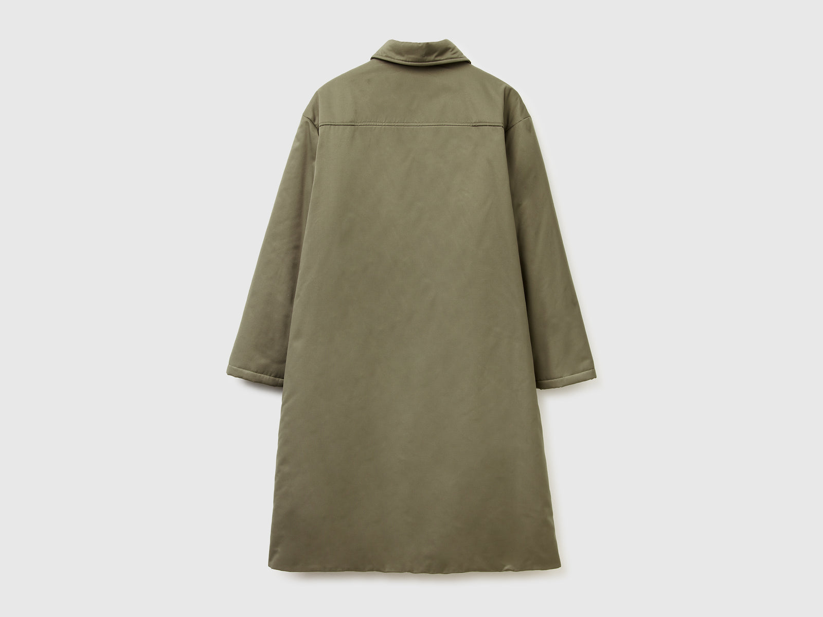 Giacca lunga con leggera imbottitura da donna verde militare 2 | Benetton Outlet