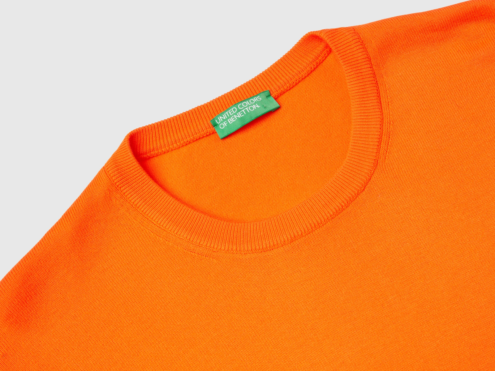 Maglia girocollo 100% cotone da uomo arancione 3 | Benetton Outlet