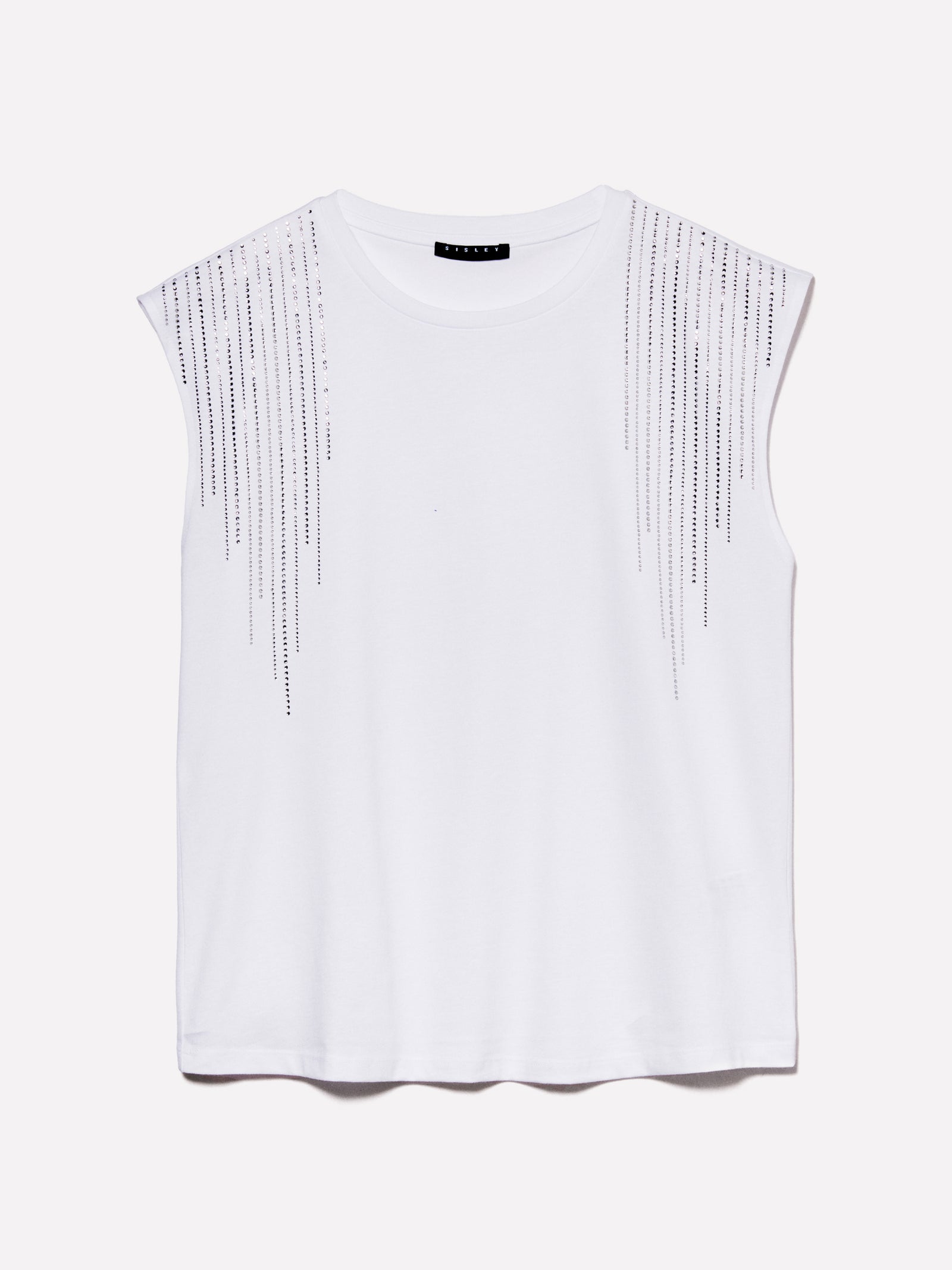 Canotta con strass da donna bianco | Sisley Outlet
