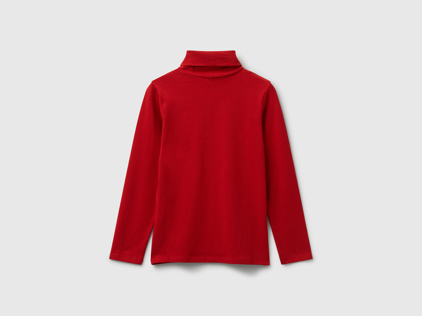T-shirt stretch con collo alto da bambina rosso 2 | Benetton Outlet