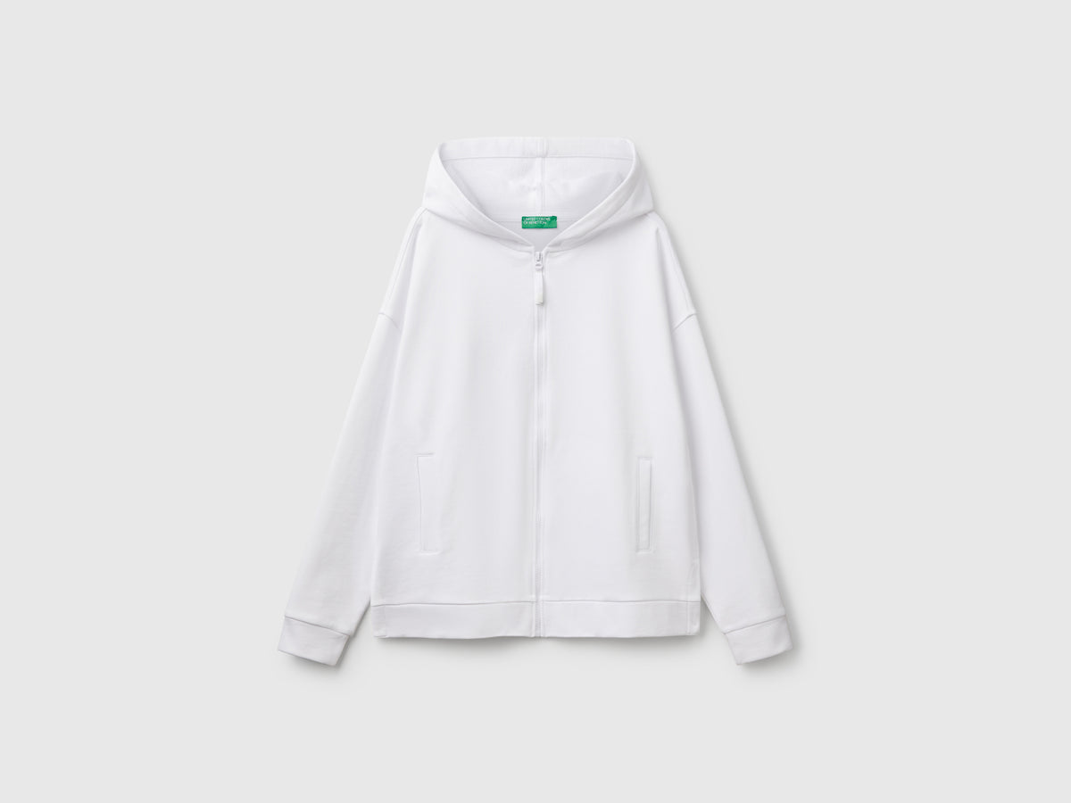 Felpa 100% cotone con zip e cappuccio