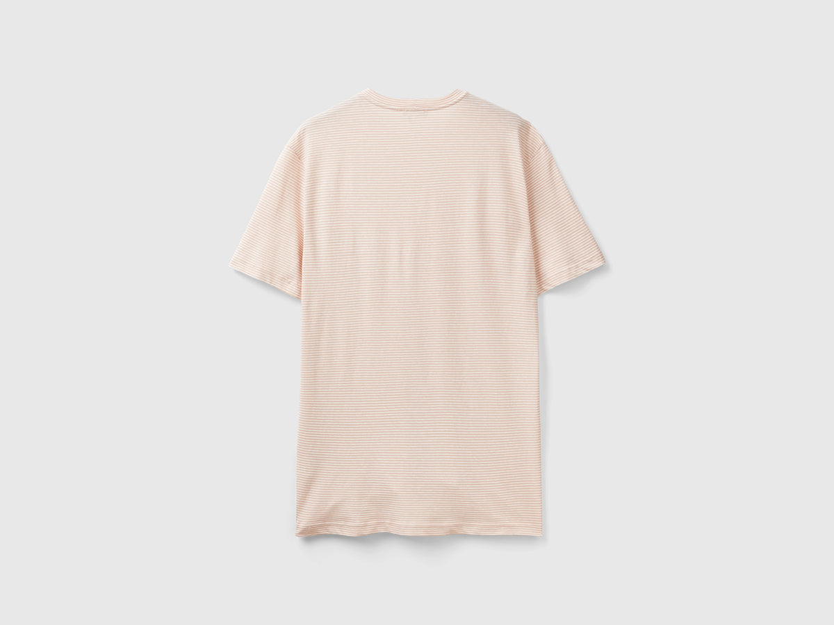 T-shirt rigata in misto lino