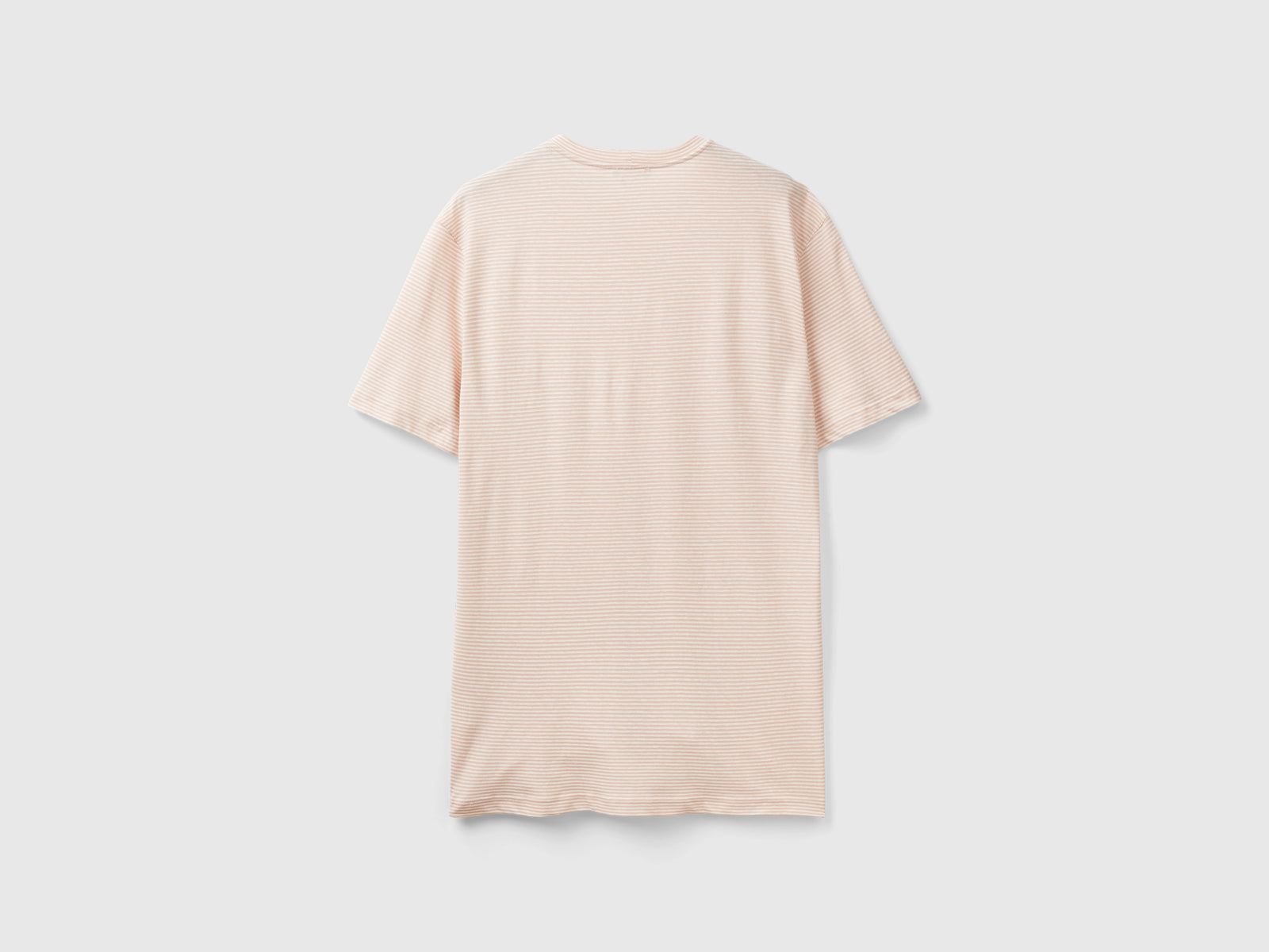 T-shirt rigata in misto lino da uomo rosa tenue 2 | Benetton Outlet