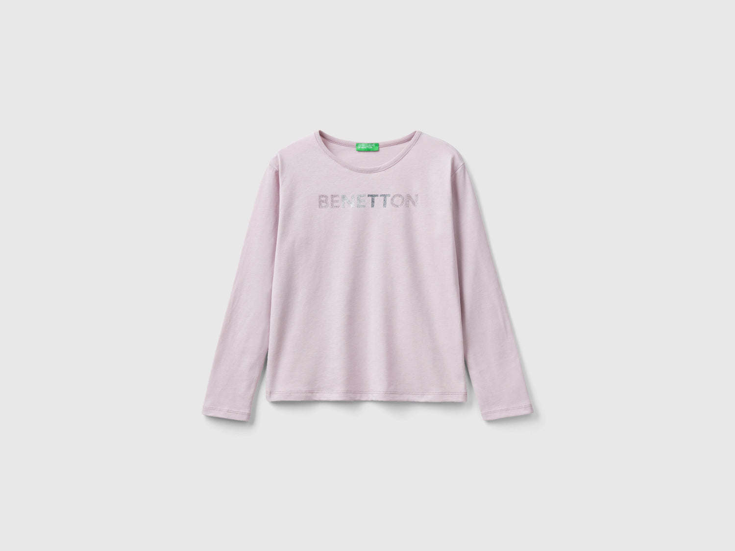 T-shirt in caldo cotone bio con glitter da bambina rosa | Benetton Outlet