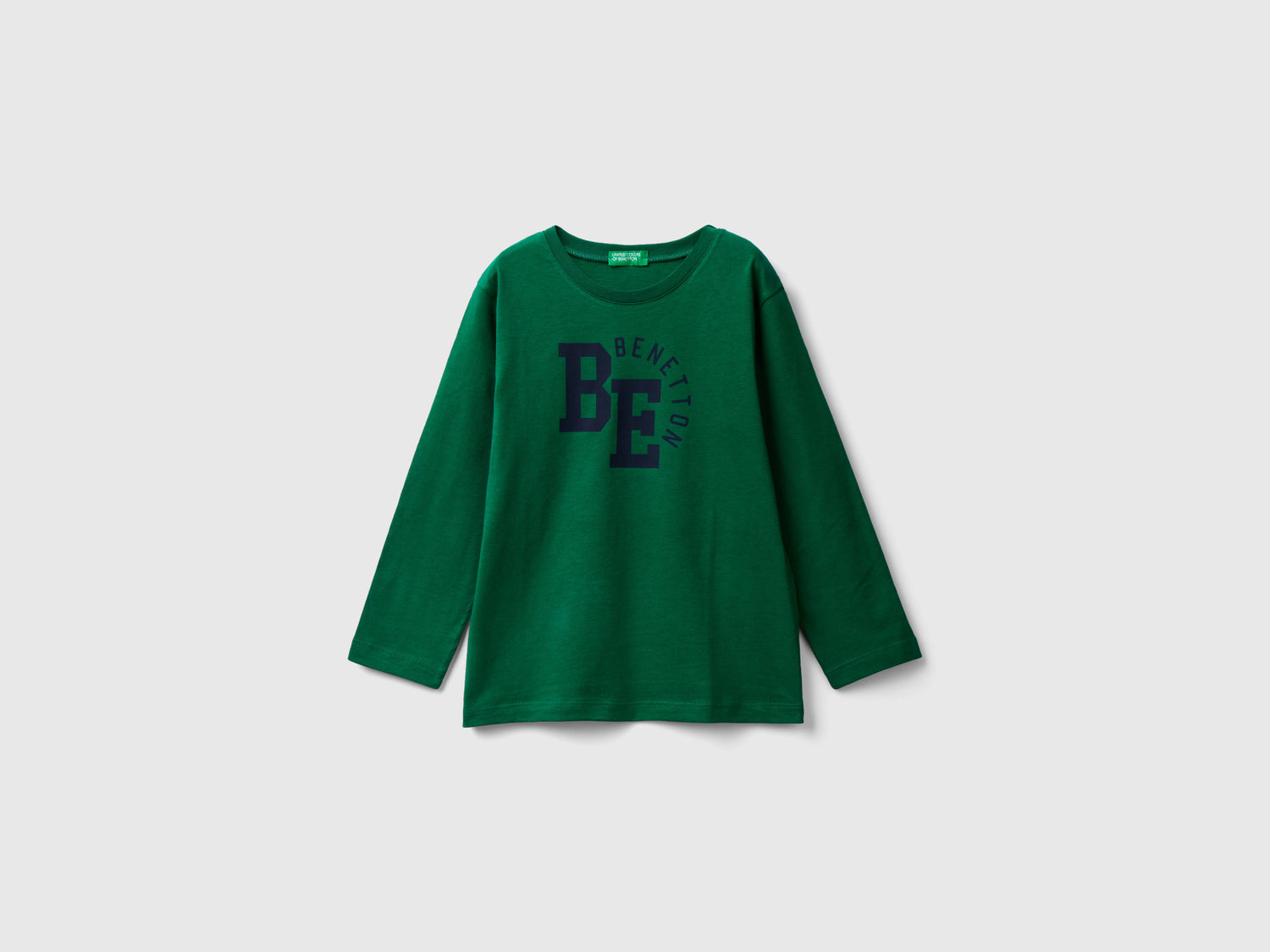 T-shirt manica lunga con logo da bimbo verde | Benetton Outlet