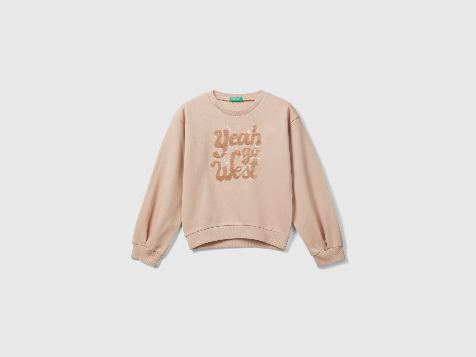 Felpa con paillettes reversibili da bambina rosa tenue 2 | Benetton Outlet