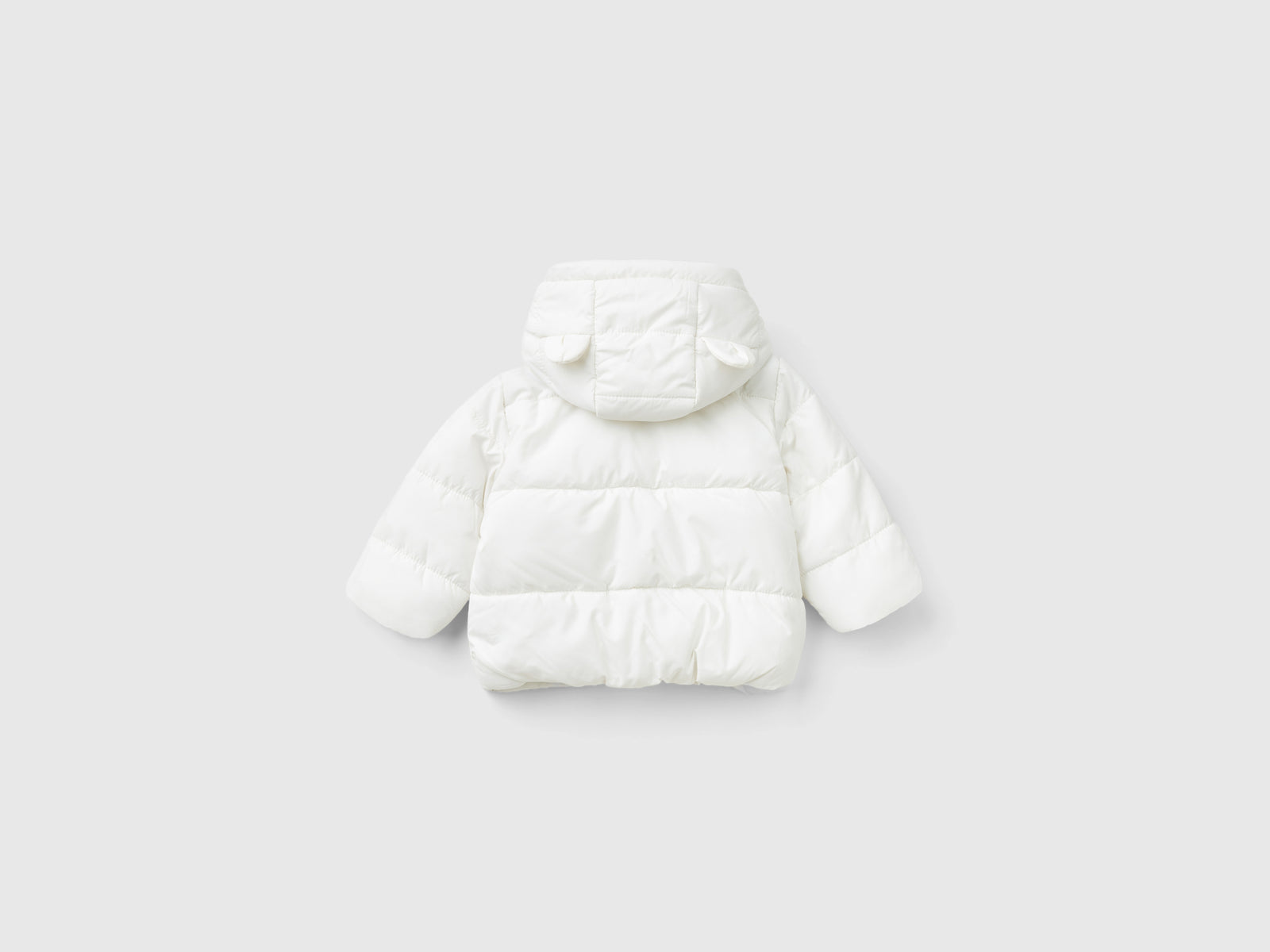 Giubbino imbottito con cappuccio da neonato bianco panna 2 | Benetton Outlet