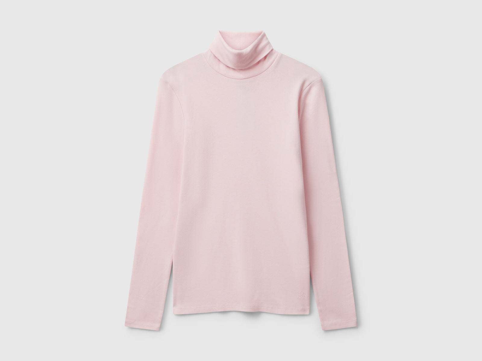 T-shirt a manica lunga con collo alto da donna rosa tenue | Benetton Outlet