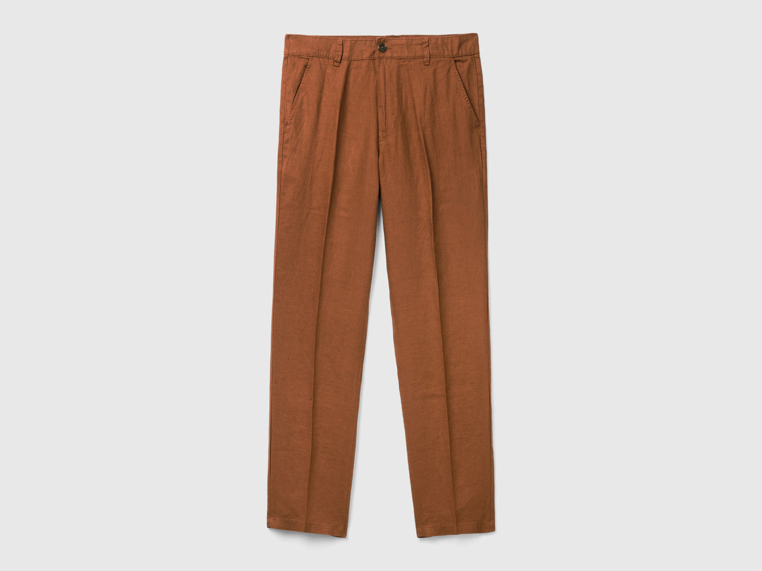 Chino in puro lino da uomo marrone | Benetton Outlet