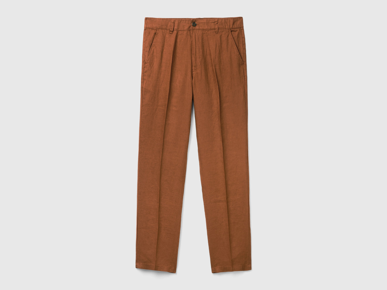 Chino in puro lino da uomo marrone | Benetton Outlet